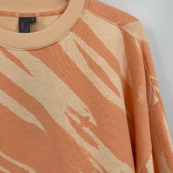 Sweaty Betty Essential Sweatshirt Nectarine Orange tie dye tan cotton new Medium - Picture 2 of 4